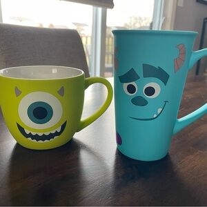 Monsters Inc. Pixar Disney Character Mike Sully Soft Touch Mugs - Green and Blue